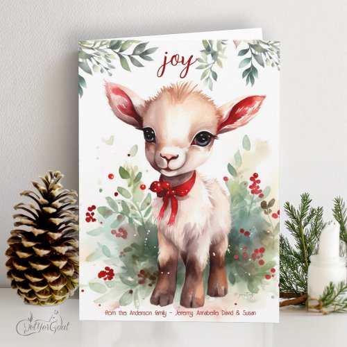 Watercolor Christmas Goat Baby Joy  Card