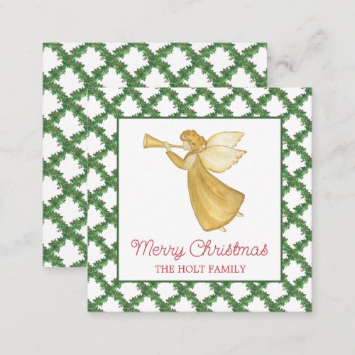 Watercolor Christmas Golden Angel Gift Enclosure Note Card