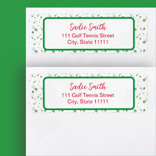 Watercolor Christmas Golf Clubs And Tennis Rackets Label