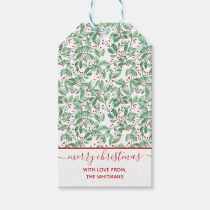 Watercolor Christmas Greenery Gift Tags