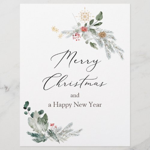 Watercolor Christmas Greenery Letterhead