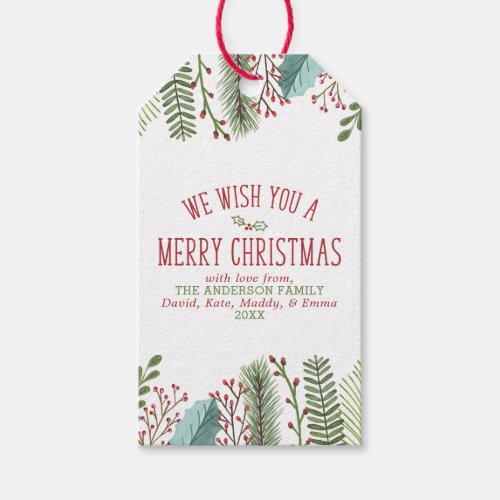 Christmas Gift Tags 9 Watercolor Christmas Greenery Personalized Holiday Gift Tags