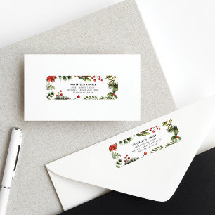Watercolor Christmas Greenery Return Address Label