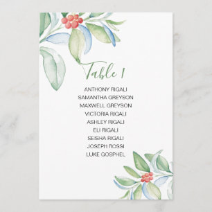 Watercolor Christmas Greenery Seating Plan Invitation