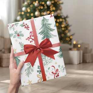 Watercolor Christmas Greenery Wrapping Paper