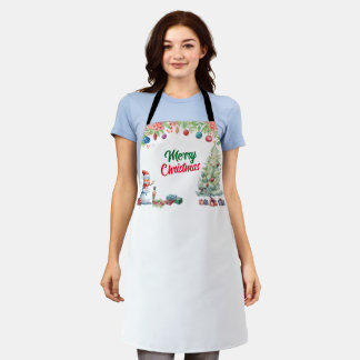 Watercolor Christmas Holiday Apron