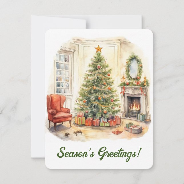 Watercolor Christmas Holiday Card (Front)