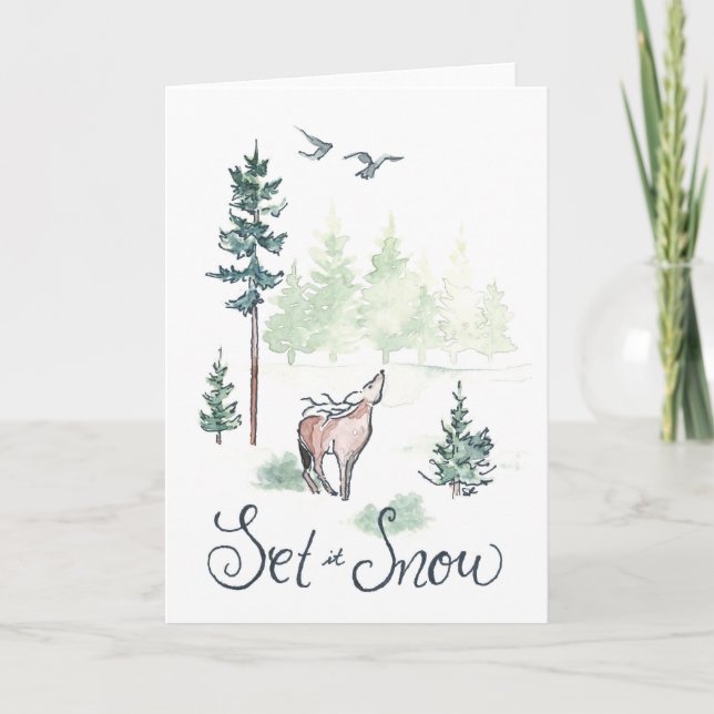 Watercolor Christmas Holiday Card (Front)