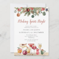 Watercolor Christmas Holiday Cocktail Party  Invitation