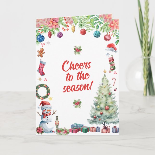 Watercolor Christmas Holiday Greeting Card (Front)