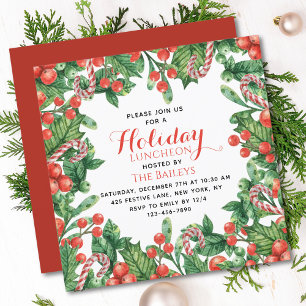 Watercolor Christmas Holiday Luncheon Invitation