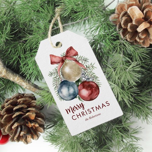 Watercolor Christmas Holiday Ornaments  Gift Tags