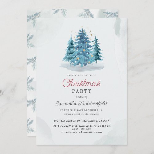 Watercolor Christmas Holiday Party Invitation