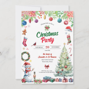 Watercolor Christmas Holiday Party Invitation