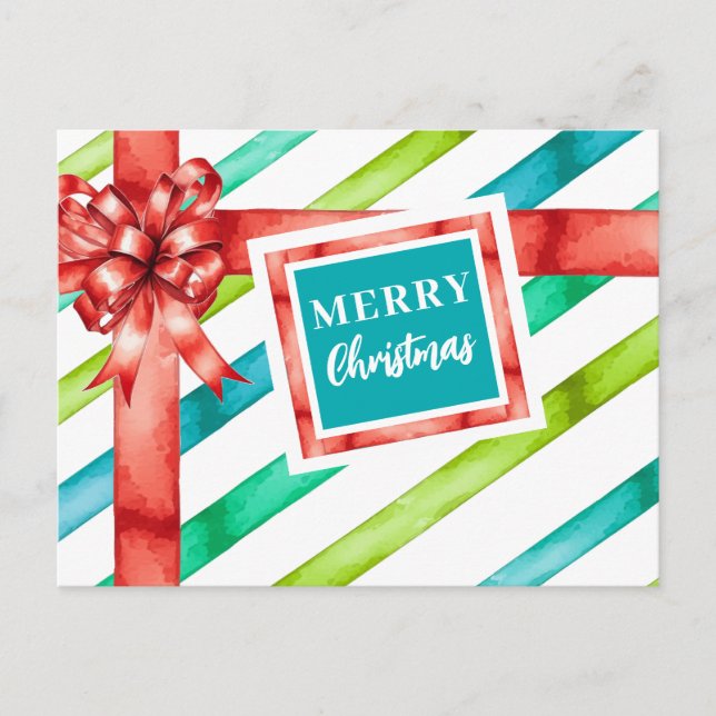 Watercolor Christmas Holiday Postcard (Front)