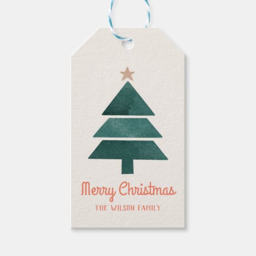 Watercolor Christmas Holiday  tree Gift Tags