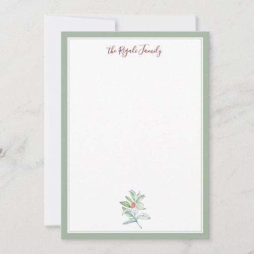 Watercolor Christmas Holly and Berries Notecards