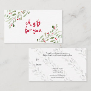 Watercolor Christmas holly gift certificate