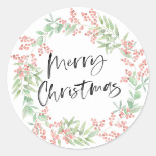 Watercolor Christmas holly stickers