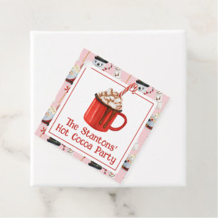 Watercolor Christmas Hot Chocolate Cocoa Party Favor Tags