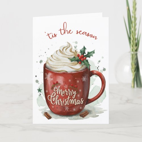 Watercolor Christmas Hot Chocolate Holiday Card