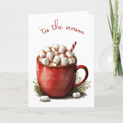 Watercolor Christmas Hot Chocolate Holiday Card