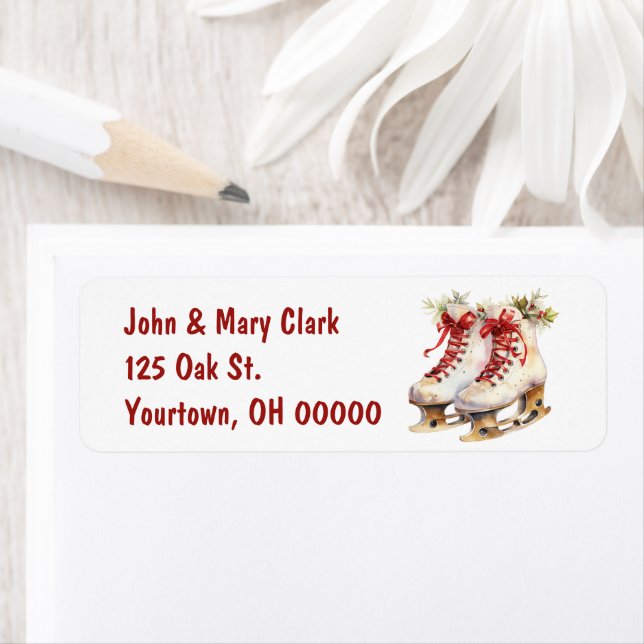 Watercolor Christmas Ice Skates Label (Insitu)