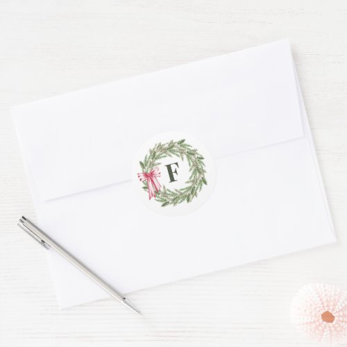 Watercolor Christmas Initial Wreath Envelope Seal