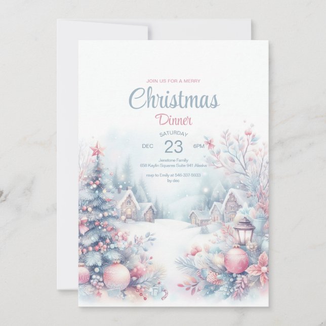 Watercolor Christmas invitation card (Front)
