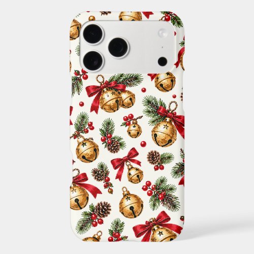 Watercolor Christmas Jingle Bells and Pine Pattern Iphone 18 Pro Max Case
