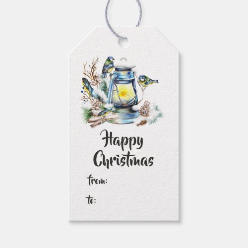 Watercolor Christmas Lantern Gift Tags