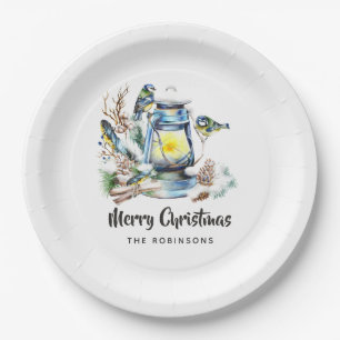 Watercolor Christmas Lantern Party Paper Plates