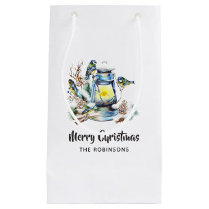 Watercolor Christmas Lantern Small Gift Bag