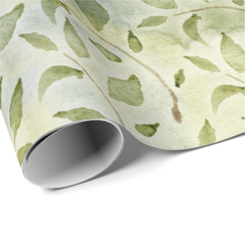 Watercolor Christmas Leaves Wrapping Paper