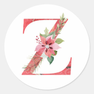 Watercolor christmas letter Z Classic Round Sticker
