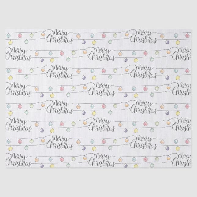 Watercolor Christmas Lights Merry Christmas Tissue Paper (Front)