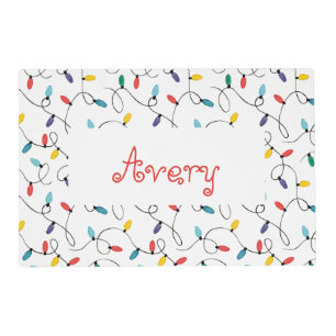 Watercolor Christmas Lights Placemat