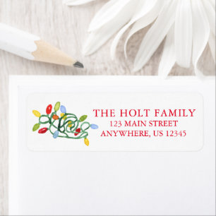 Watercolor Christmas Lights Return Address Label
