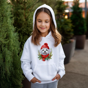 Watercolor Christmas Maltese Dog Hoodie