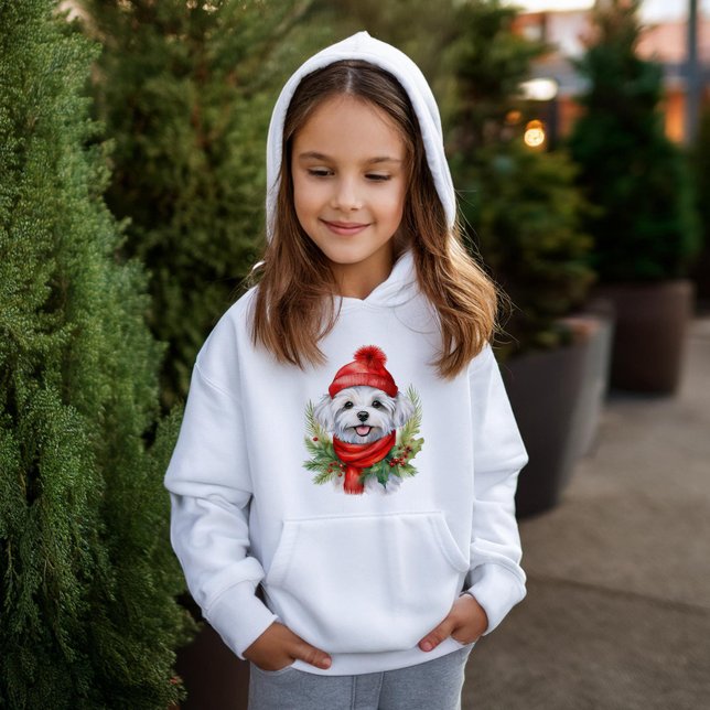 Watercolor Christmas Maltese Dog Hoodie (Creator Uploaded)
