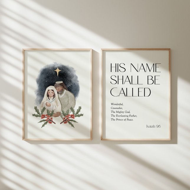 Watercolor Christmas nativity bible verse Wall Art Sets (Creator Uploaded)