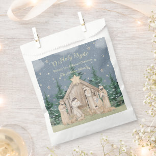 Watercolor Christmas Nativity Gift Favor Bag