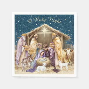 Watercolor Christmas Nativity Napkins