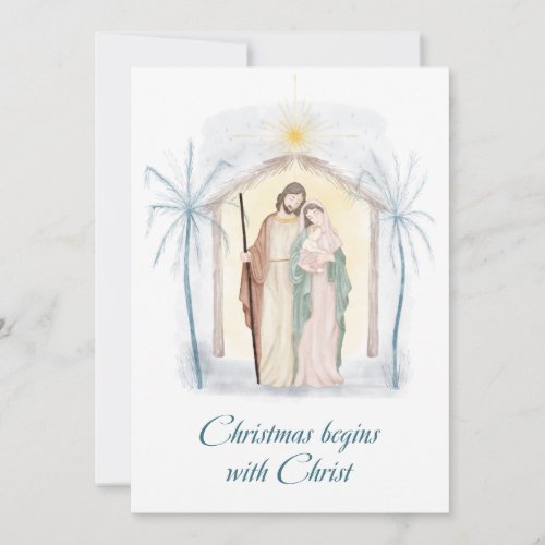 Watercolor Christmas Nativity Religious  Holiday C