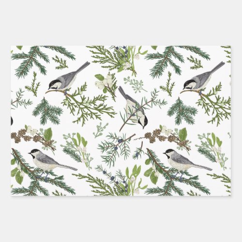 Watercolor Christmas Nature Forest Illustration  Wrapping Paper Sheets