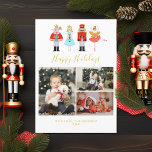 Watercolor Christmas Nutcracker 3 Photo Collage Holiday Card<br><div class="desc">Cheerful and airy Christmas design inspired by the famous 1892 ballet "The Nutcracker" by Pyotr Ilyich Tchaikovsky,  a holiday classic with a modern and whimsical twist.</div>