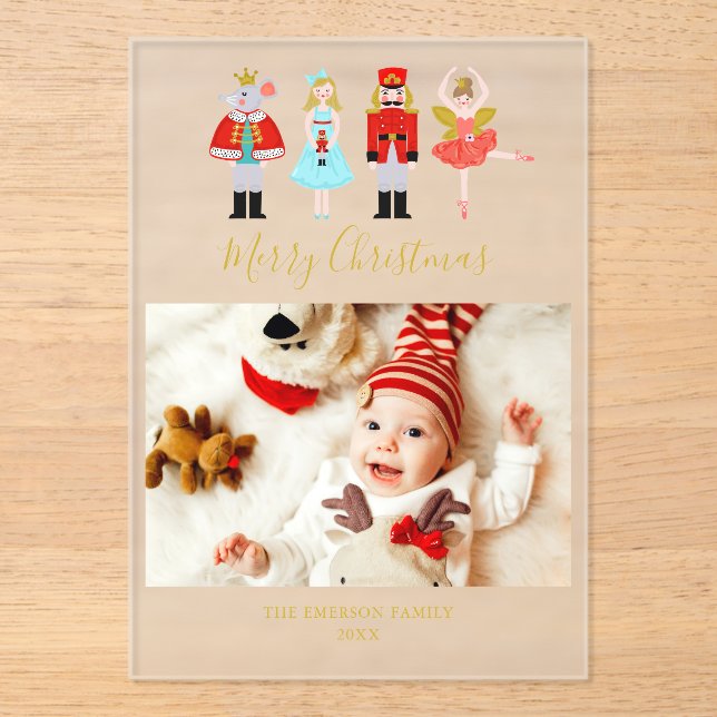 Watercolor Christmas Nutcracker Ballet Characters Acrylic Invitations (Front)