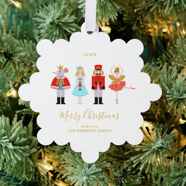Watercolor Christmas Nutcracker Custom Photo Ornament Card (Insitu (Tree))