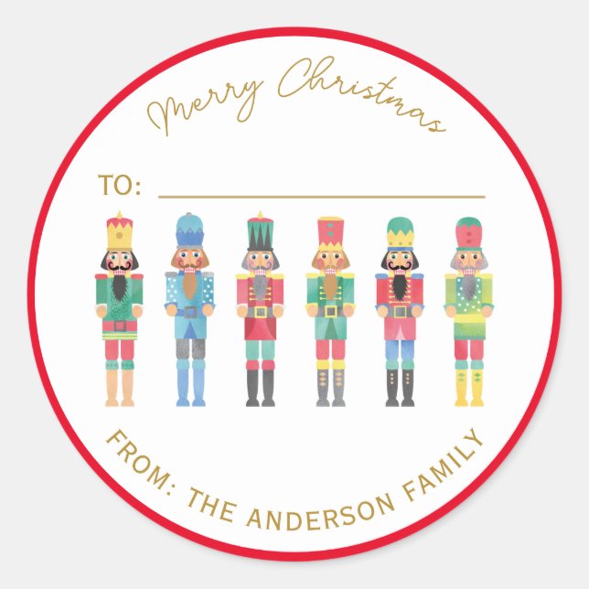 WATERCOLOR CHRISTMAS NUTCRACKER GIFT STICKER (Front)