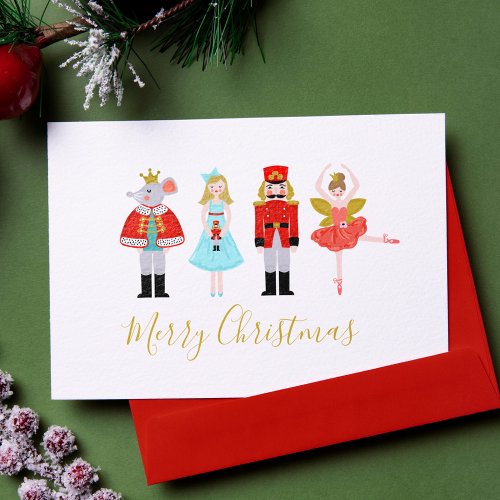 Watercolor Christmas Nutcracker Photo Holiday Card